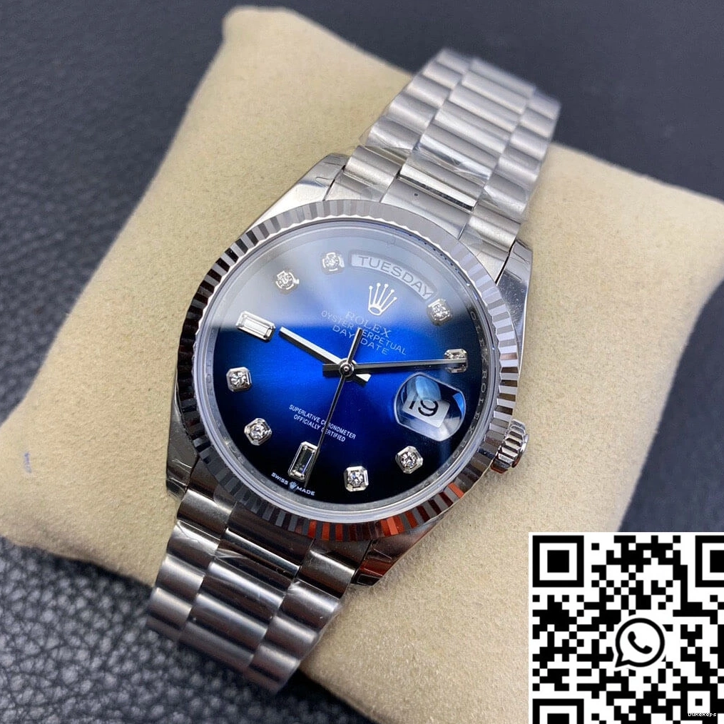 Factory Gradient EW Day-Date Diamond Blue Dial M128239-0023 Rolex 0329